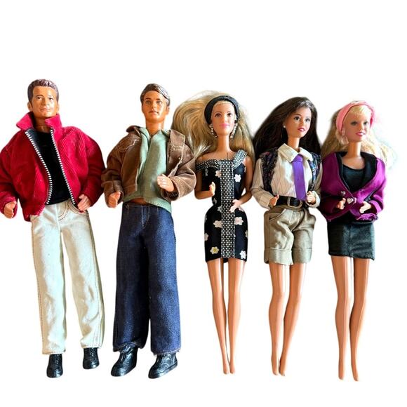 Vtg 90210 Barbie Dolls Lot of 5 Brenda Brandon Dylan Donna and Kelly - Picture 1 of 14